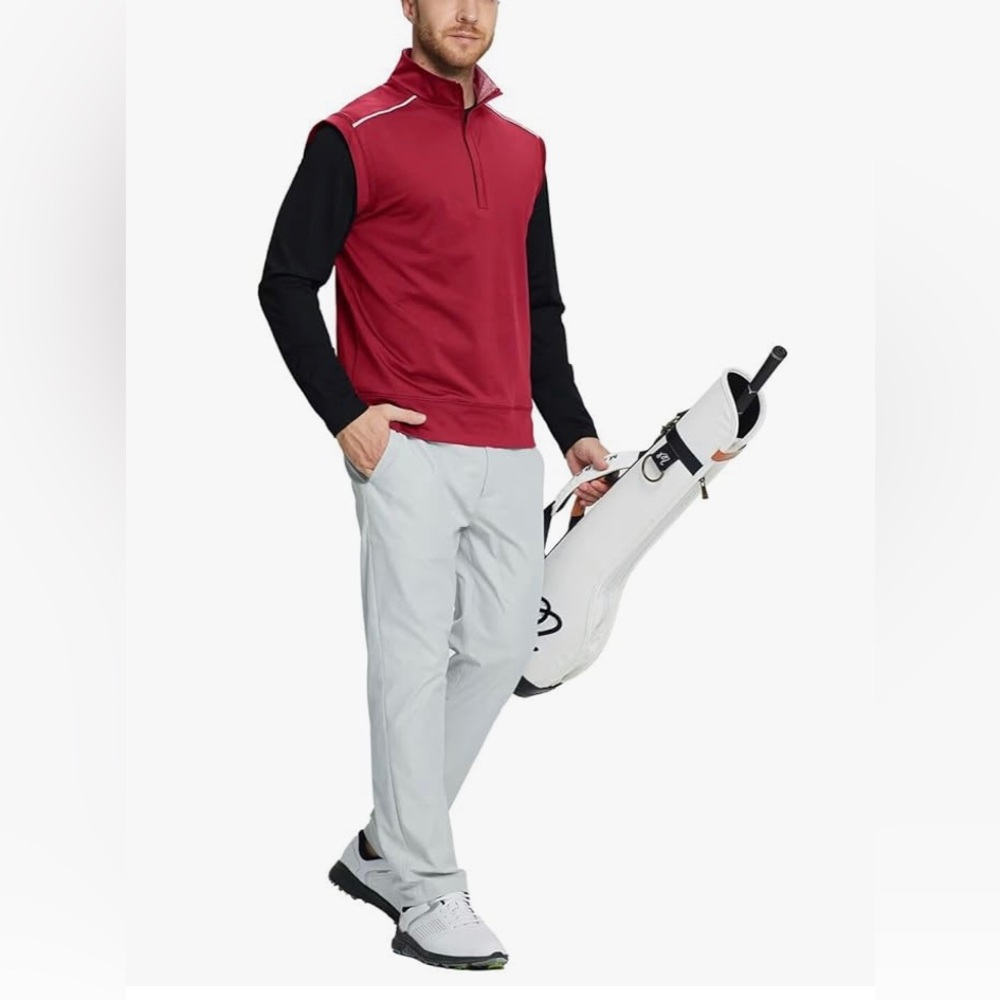 Men's Red Performance Golf Vest 1/4 zip pullover NWT size XL